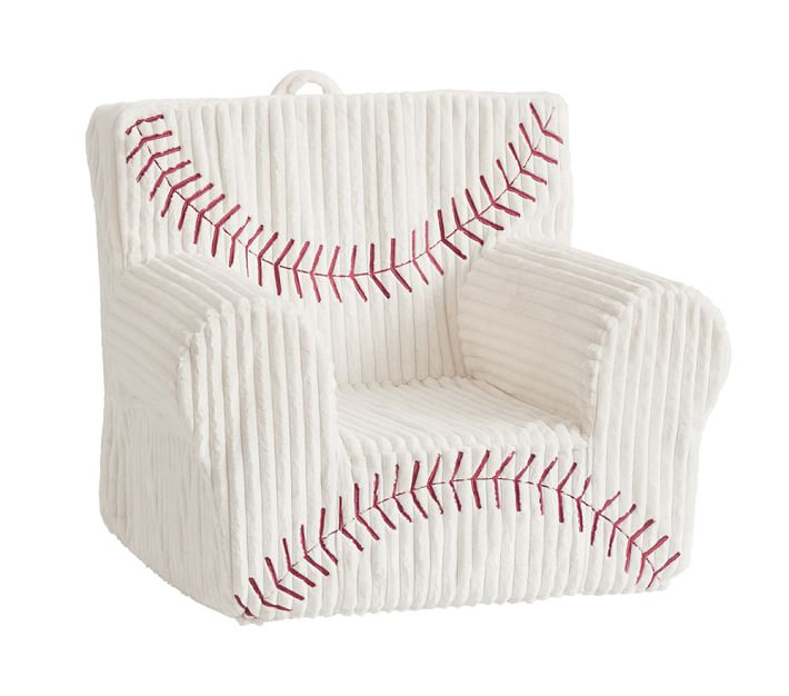 White Baseball Corduroy Anywhere Chair® Kids Armchair Pottery Barn Kids