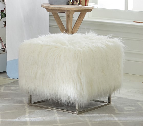 white fur ottoman for sale