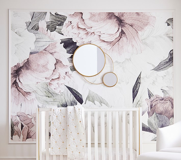 Anewall Blush Floral Temporary Modern Wallpaper | Pottery Barn Kids