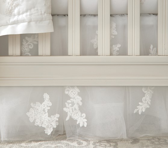 white lace crib skirt