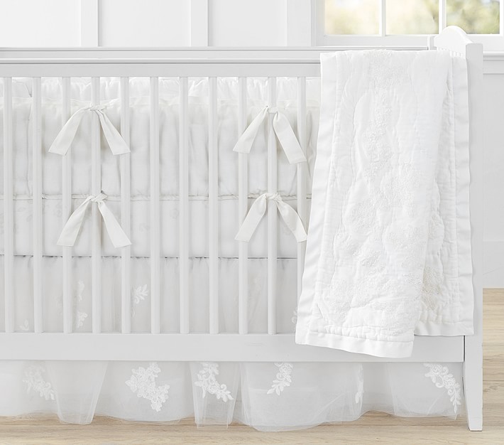 Monique Lhuillier Ivory Lace Baby Bedding Crib Pottery