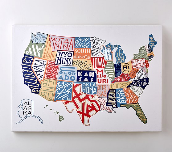 map of united states wall art Usa Map Canvas Wall Art Pottery Barn Kids map of united states wall art