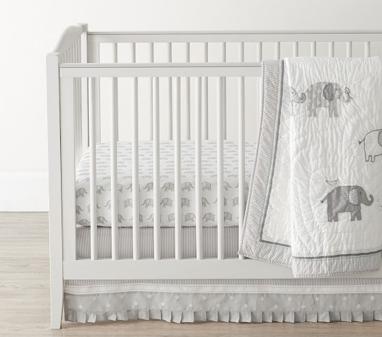 gray crib skirt