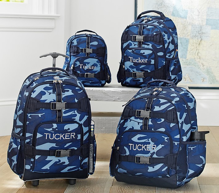 blue camouflage backpack