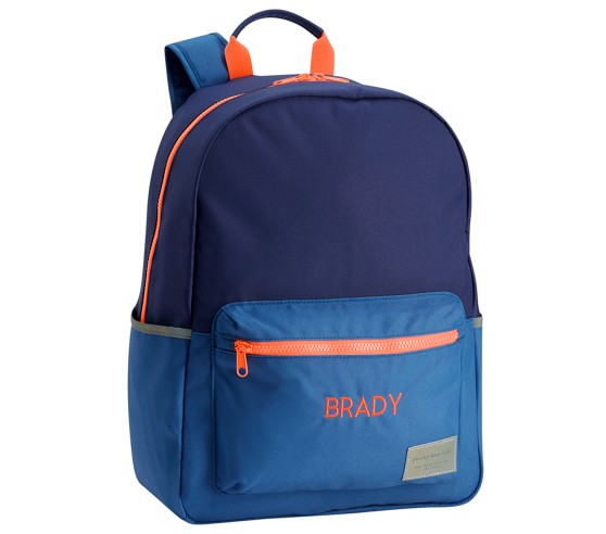 blue orange backpack