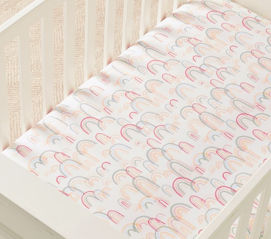 rainbow fitted cot sheet