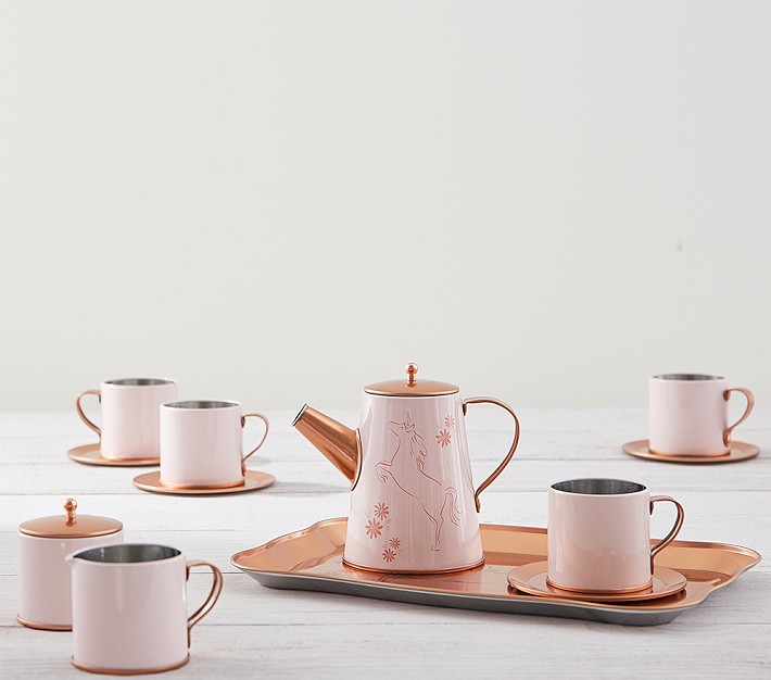 children's tin tea set in a case