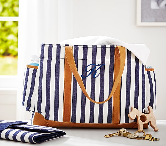 striped diaper bag