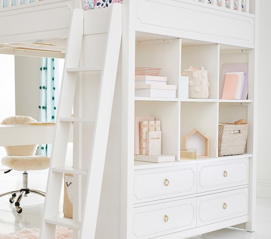 loft bed with desk and closet