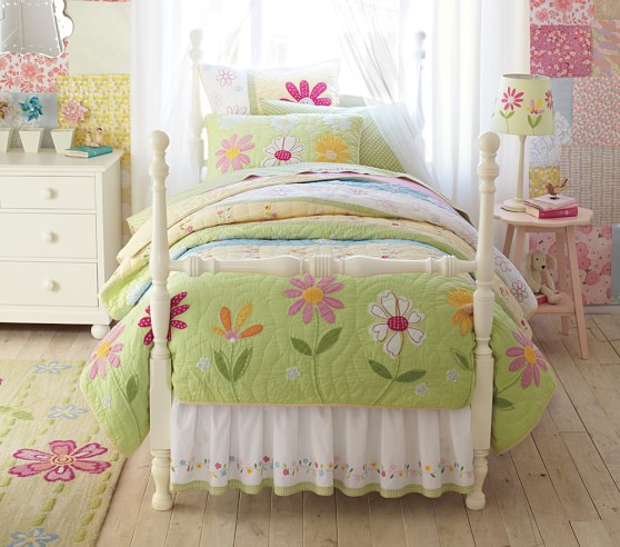 Daisy Garden Kids Bed Skirt Pottery Barn Bed Skirt Pottery Barn Kids, Daisy Garden Quilted Bedding Pottery Barn
