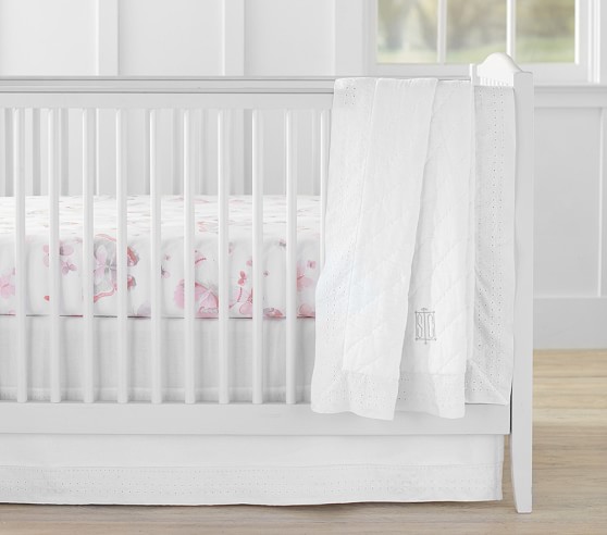 white eyelet crib bedding