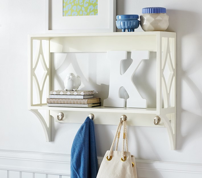 nursery shelves with hooks