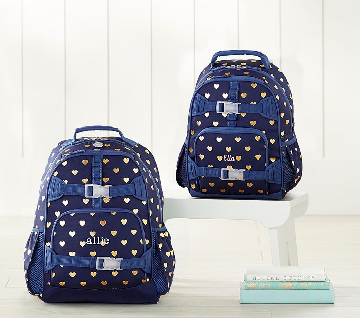 blue and gold backpack