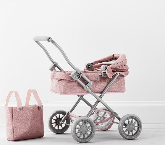 pink and rose gold stroller