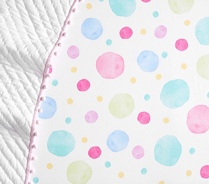 pink polka dot crib sheet