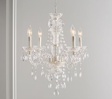 pottery barn pink chandelier