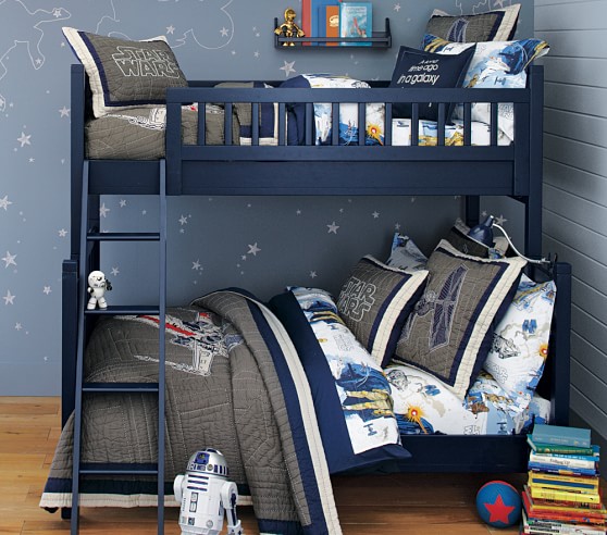 blue twin over full bunk bed