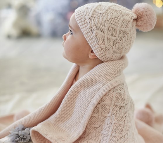 cable knit baby beanie