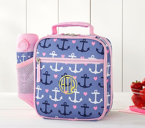 pink and blue lunch box