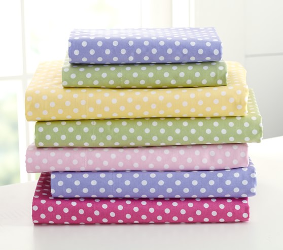 pottery barn polka dot sheets