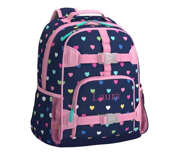 pink navy blue backpack