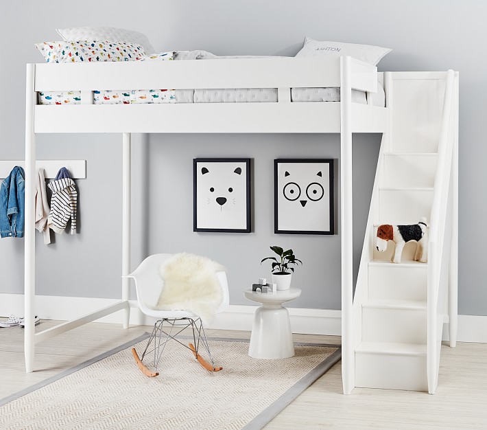 West Elm X Pbk Mid Century Stair Loft Bed Pottery Barn Kids