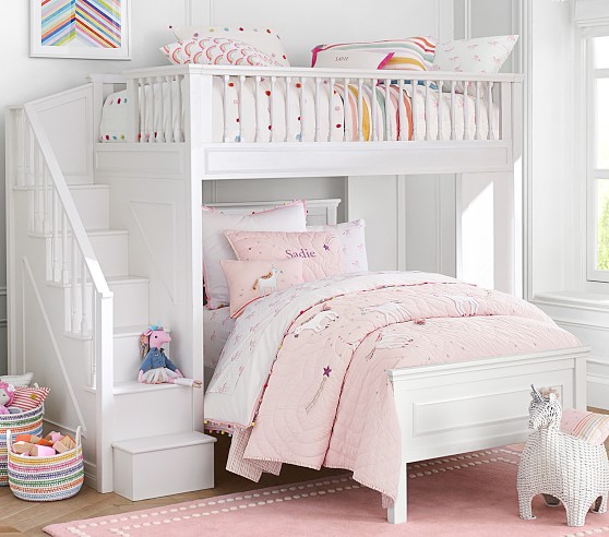 Fillmore Stair Kids Loft Bed Lower Bed Set Pottery Barn Kids