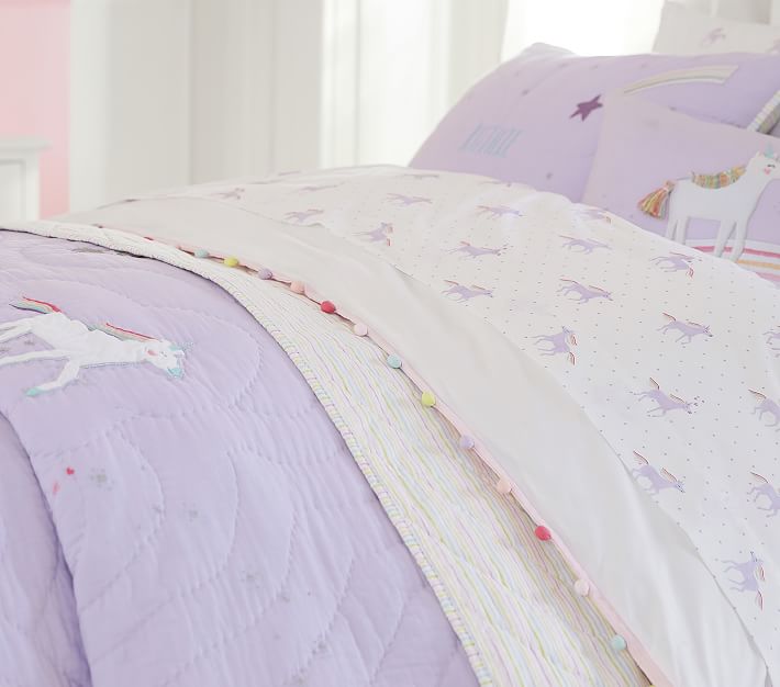 Organic Unicorn Rainbow Kids' Sheet Set Pottery Barn Kids