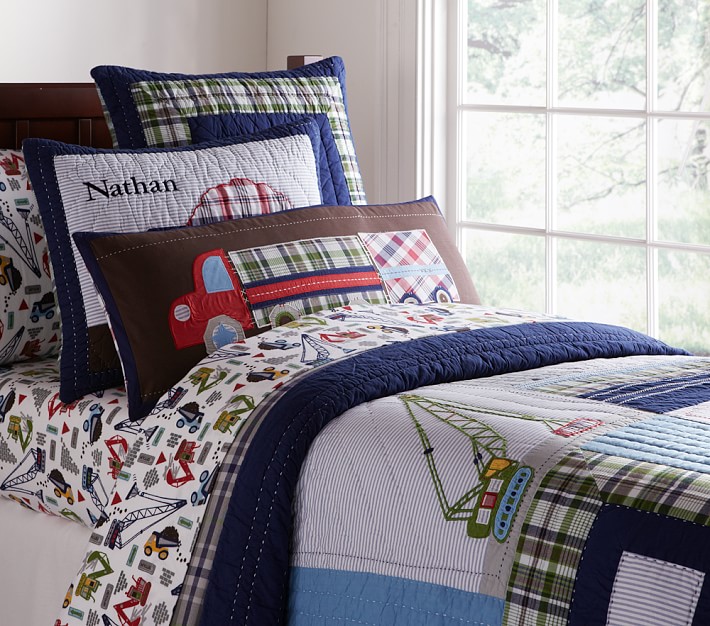 pottery barn construction bedding