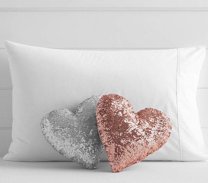 heart sequin pillow