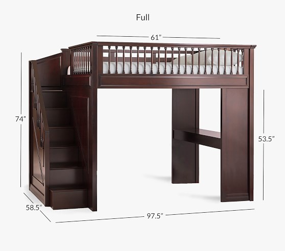 Fillmore Stair Loft Bed For Kids, Queen Bunk Bed With Steps