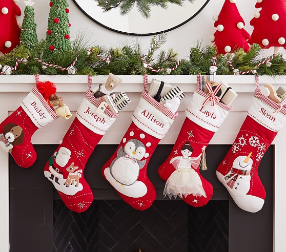 Red NWT Details about   Pottery Barn PB Stocking Christmas Holiday Mono Angel White 