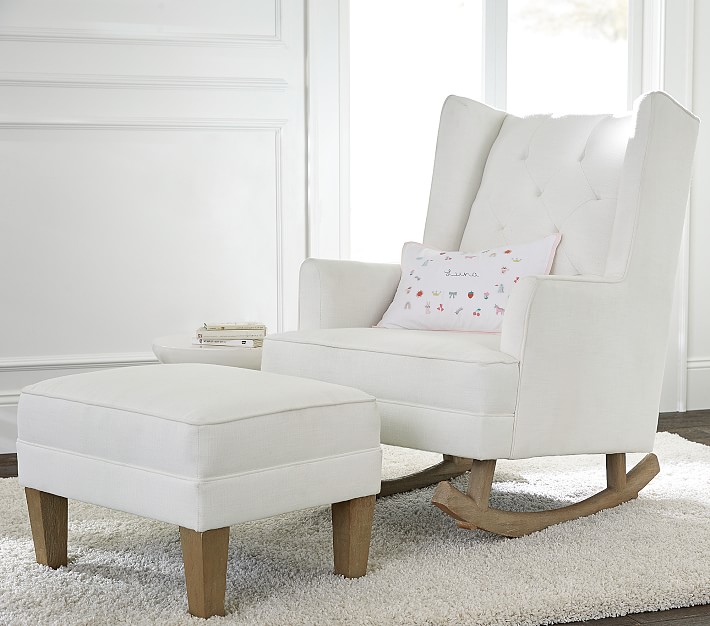 Modern Tufted Wingback Convertible Rocking Chair Ottoman Pottery Barn Kids