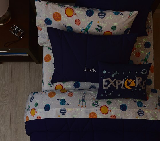 Solar System Glow In The Dark Sheet Set Pillowcases Pottery Barn Kids