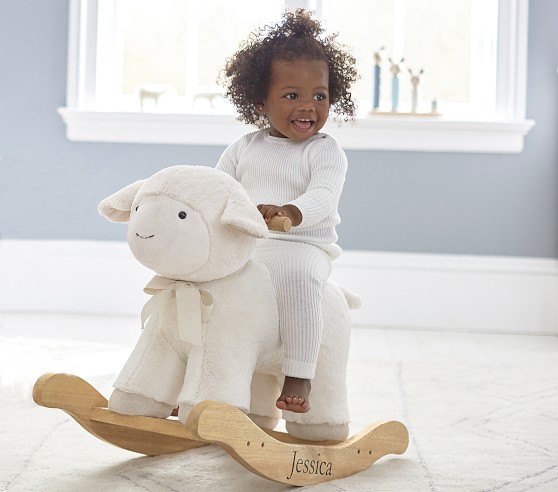 lamb plush nursery rocker