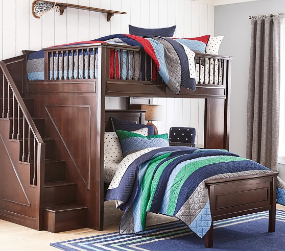 Fillmore Stair Loft Bed For Kids, Queen Size Loft Bed With Stairs