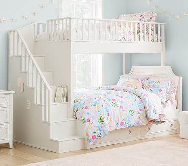 Ava Regency Twin Over Full Stair Bunk, Girls Bunk Beds Twin Over Full