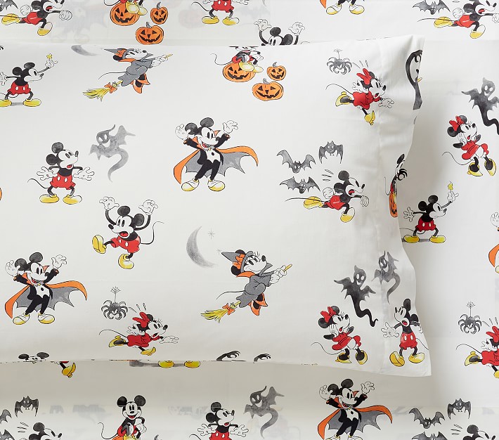 Disney Mickey Mouse Halloween Organic Sheet Set Pillowcases Pottery Barn Kids