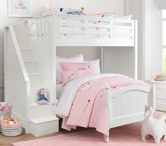 Catalina Stair Loft Bed For Kids, Catalina Twin Over Twin Bunk Bed