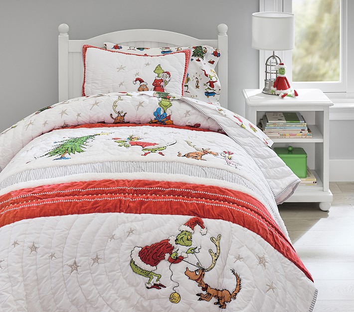 Grinch Kids Quilt Pottery Barn, Grinch Bed Set Queen