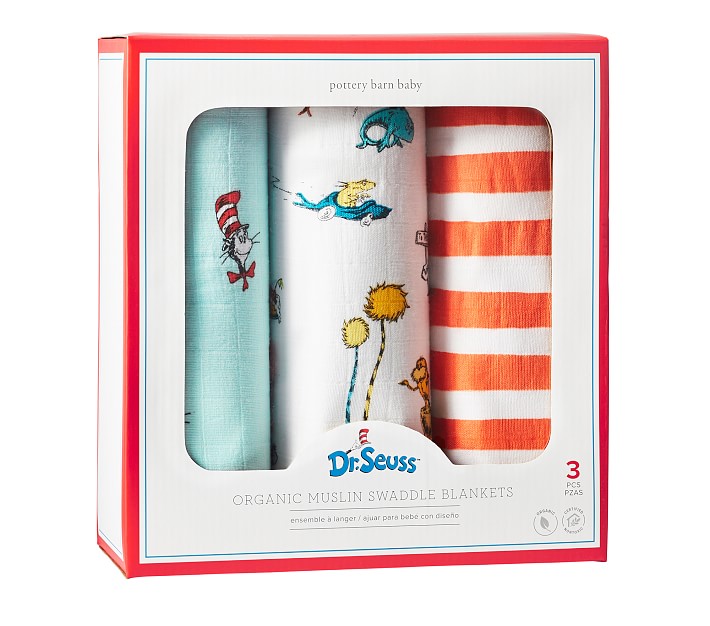 Dr Seuss Organic Muslin Swaddle Set Pottery Barn Kids