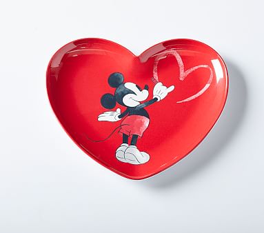 Disney Mickey Mouse Valentine's Heart Shaped Plates, Mickey Mouse