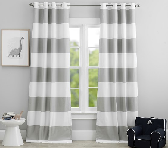 Preppy Rugby Stripe Blackout Curtain Panel Pottery Barn Kids Preppy Rugby Stripe Blackout Curtain, Rugby Stripe Curtains