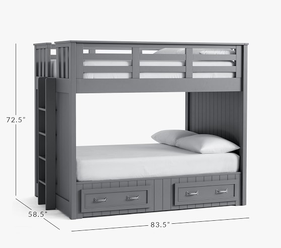 Belden Full Over Kids Bunk Bed, Gray Full Over Bunk Bedside
