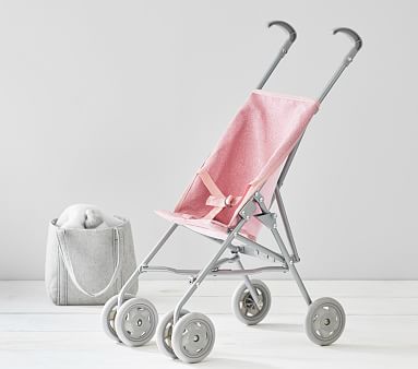 pink glitter mini doll pram