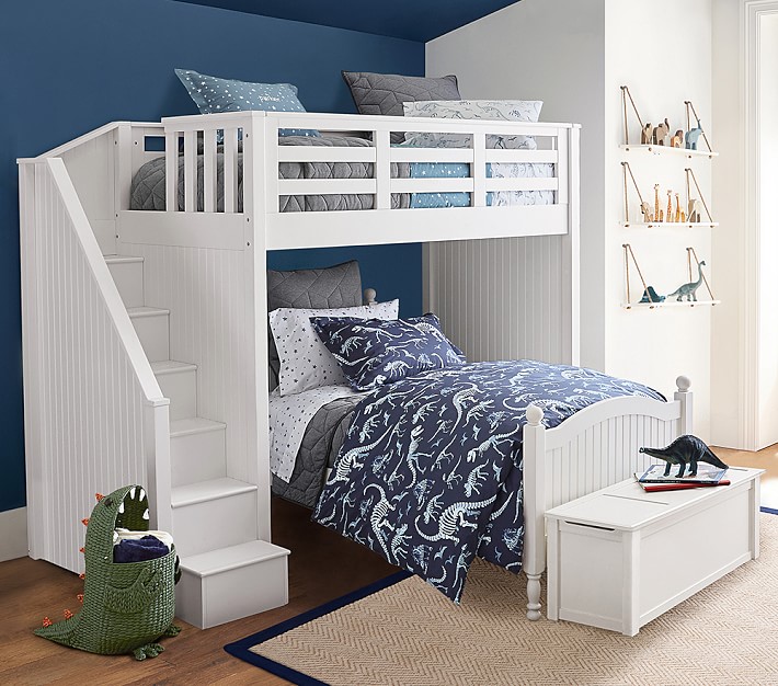 Catalina Stair Loft Bed For Kids, Bunk Bed And Dresser Set