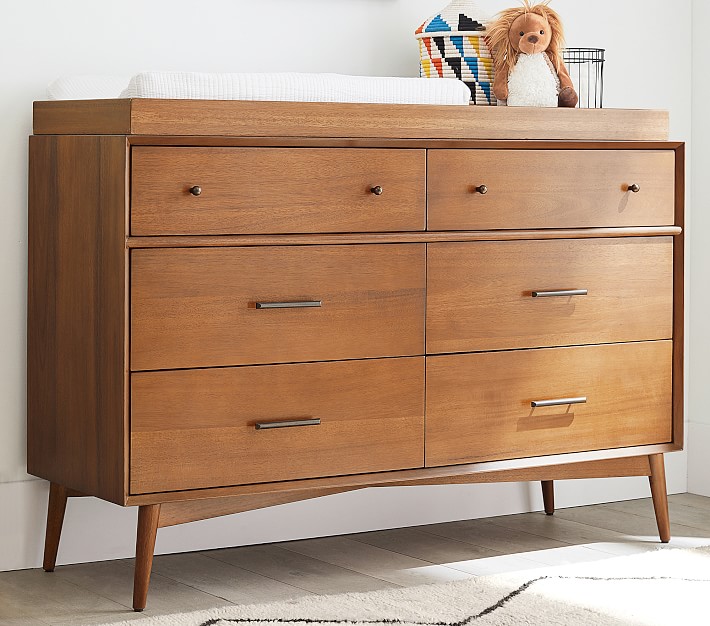 West Elm X Pbk Mid Century 6 Drawer, Solid Wood Dresser Changing Table Combo