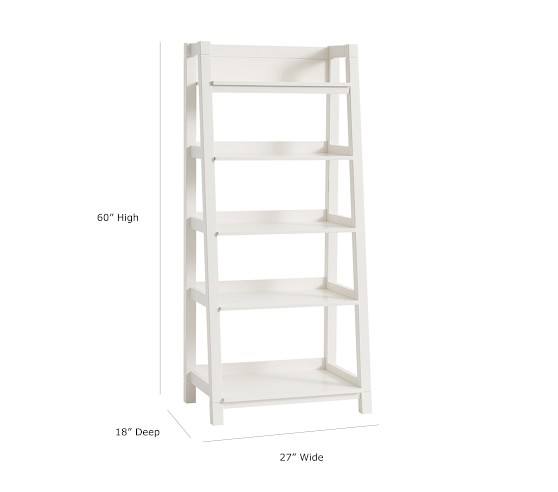 Morgan Leaning Kids Bookshelf Pottery, Extra Wide White Bookcase
