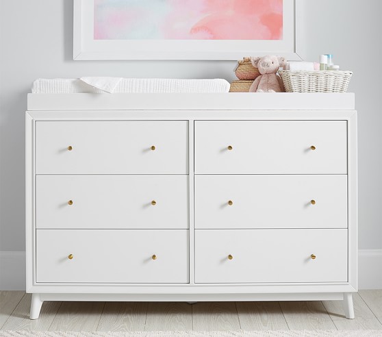 Sloan Extra Wide Changing Table Dresser, White Dresser Topper