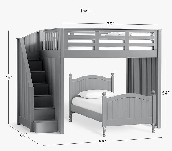Catalina Stair Loft Bed For Kids, Platform Bunk Bed